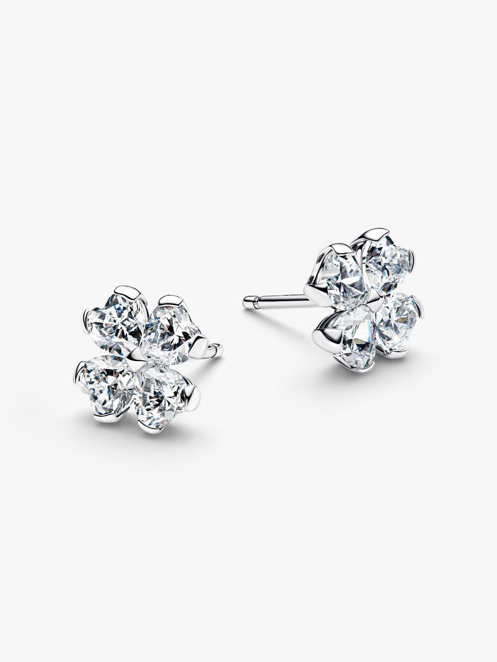 Sparkling Lucky Clover Stud Earrings