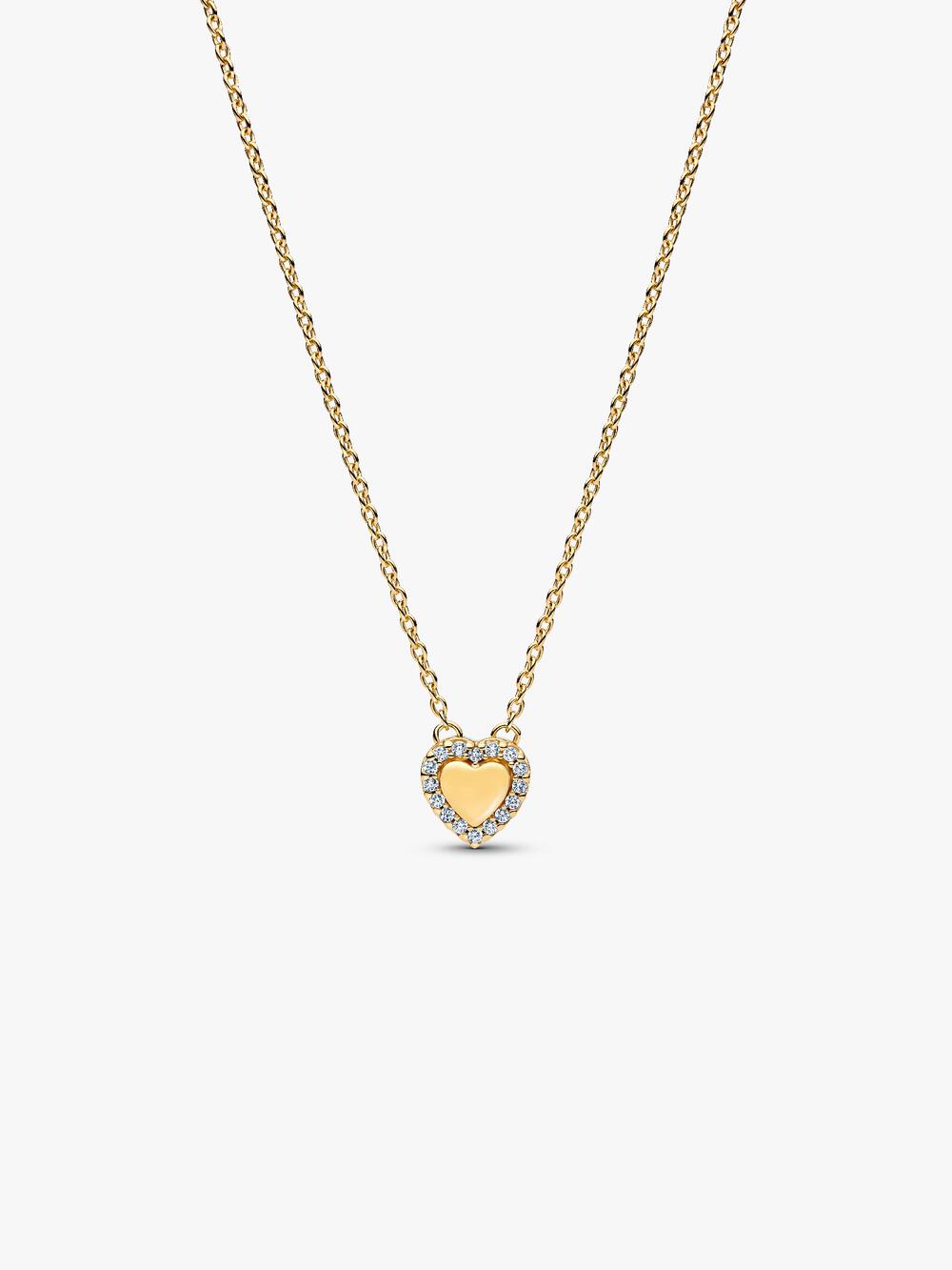 Engravable Heart Halo Collier Necklace