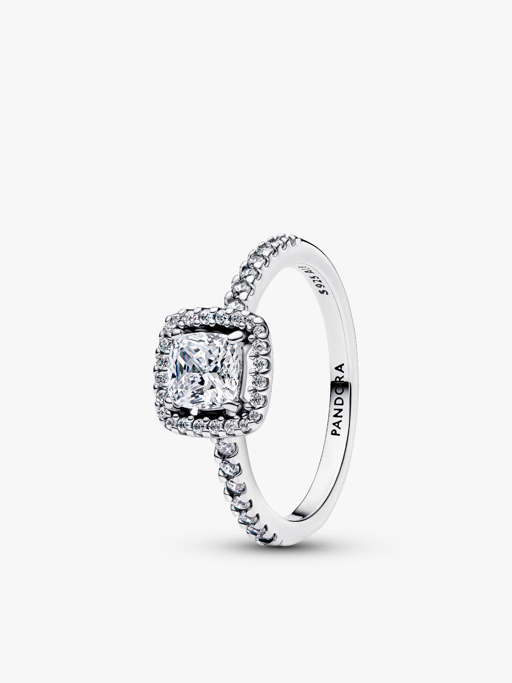 Square Sparkle Halo Ring