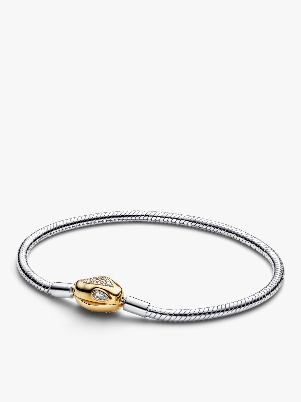 Pandora Moments Heart Closure Snake Chain Bracelet