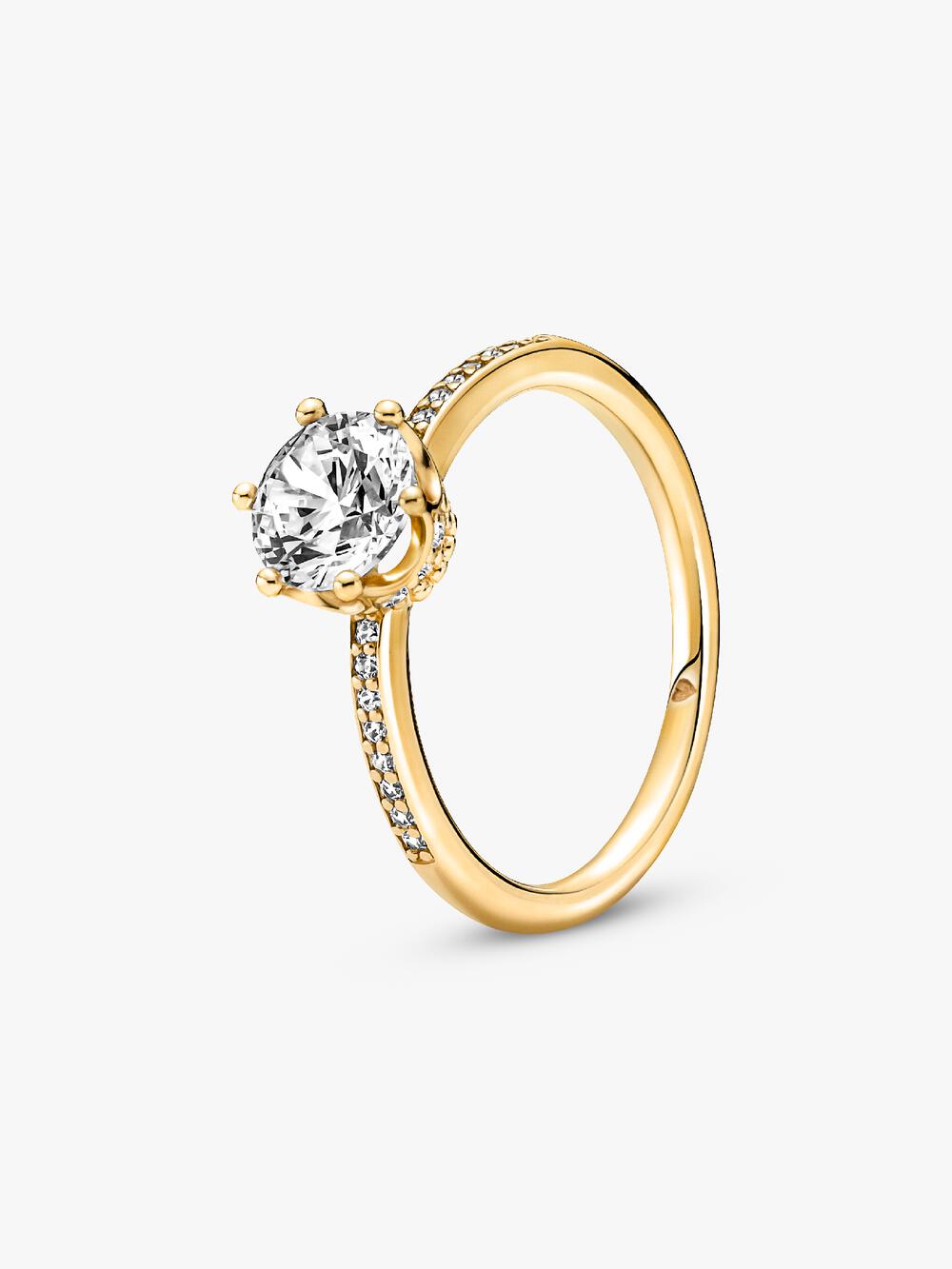 Clear Sparkling Crown Solitaire Ring