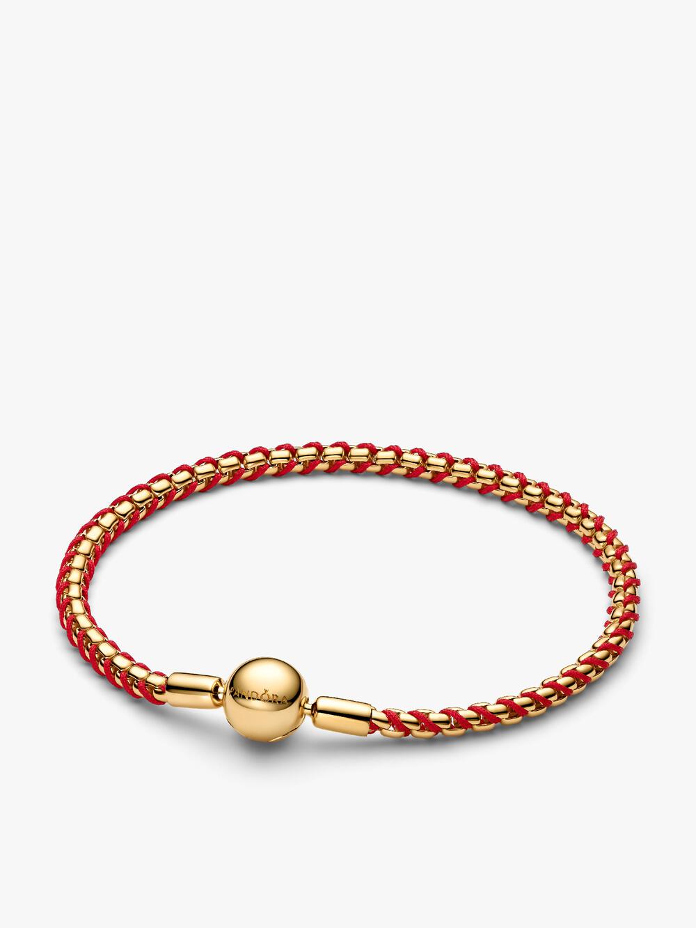 Pandora Moments Red Woven Leather Bracelet