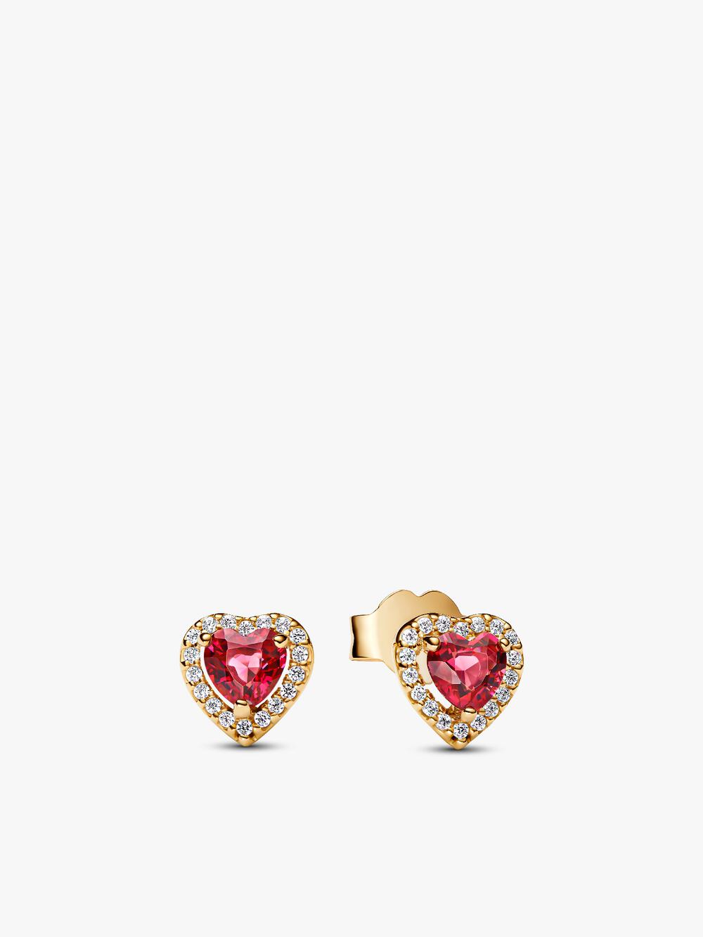 Sparkling Elevated Heart Stud Earrings