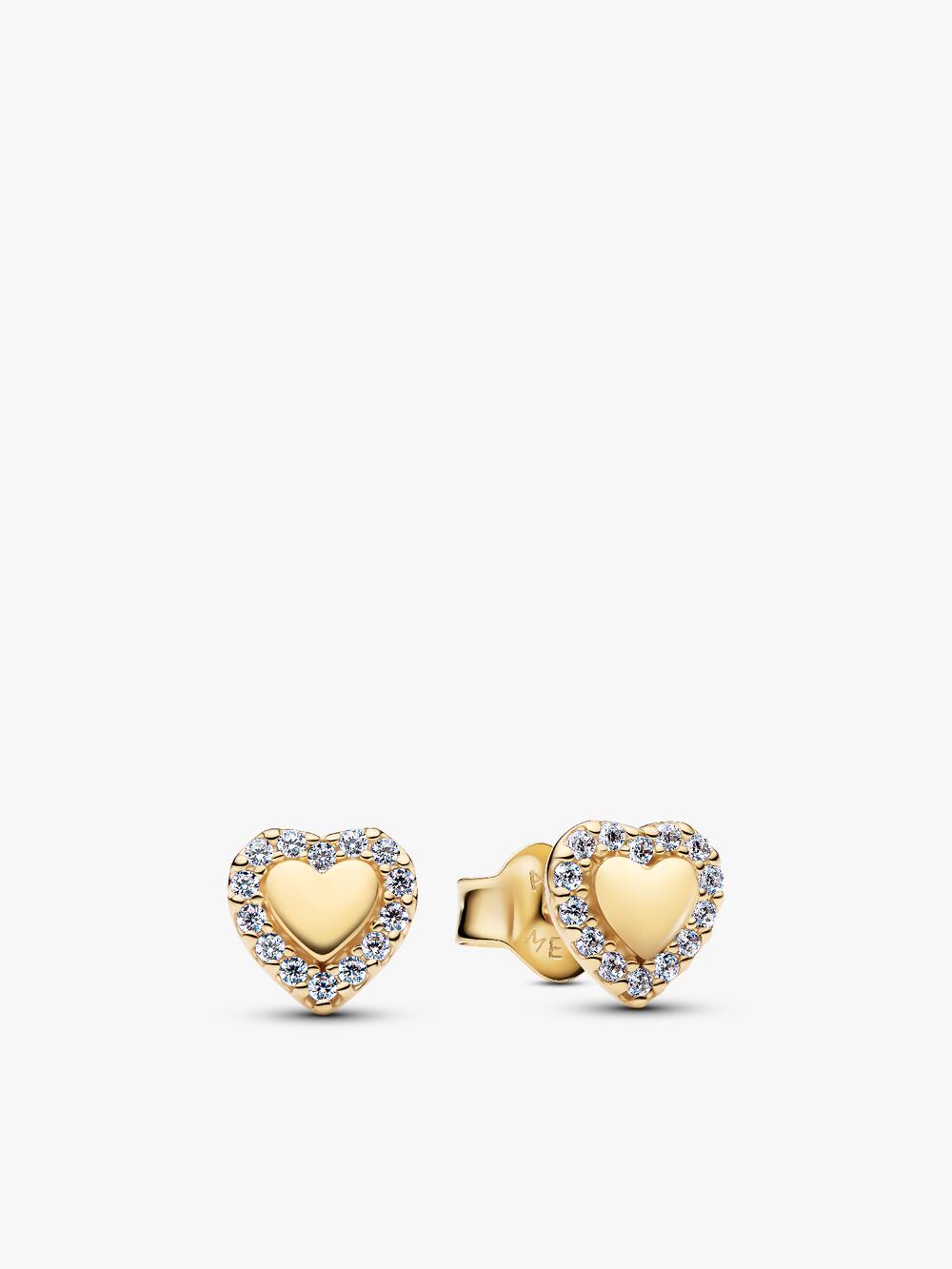 Sparkling Elevated Heart Stud Earrings